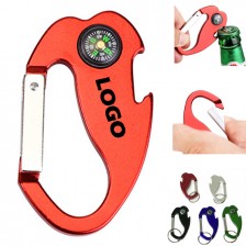 4 In 1 Carabiner With Compass And Bottle Opener